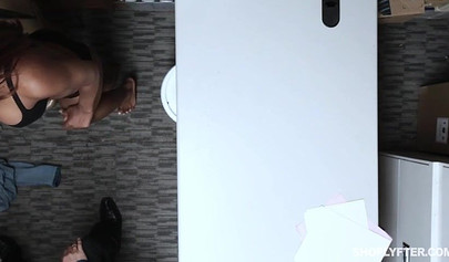 Sarah Bank gets caught by the cop who exposes her whole body