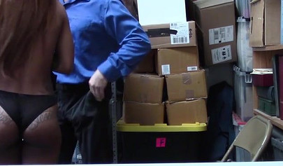 Sarah Bank gets caught by the cop who exposes her whole body