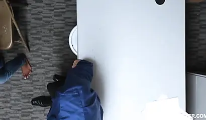 Sarah Bank gets caught by the cop who exposes her whole body