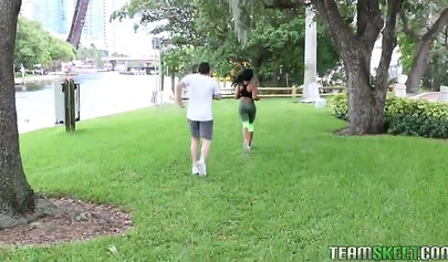 Jenna Foxx takes care of a raging boner with her mouth