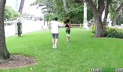 Jenna Foxx takes care of a raging boner with her mouth