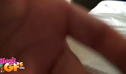 Brunette sweetie gets on her knees to pleasure a cock