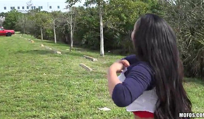 Priya Price sucks a rock-solid cock outdoors before hard shafting