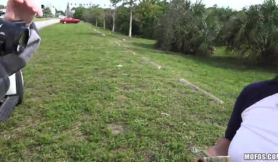 Priya Price sucks a rock-solid cock outdoors before hard shafting