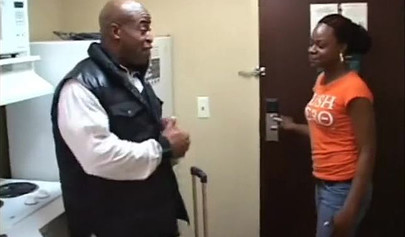 Two sexy babes get nailed hard by a big black cock