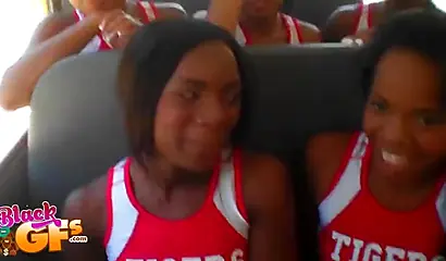 Beauties on the bus pleasure each other's tight love tunnels