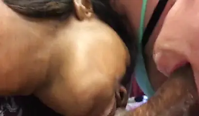 Two kinky sluts team up to give him an amazing blowjob