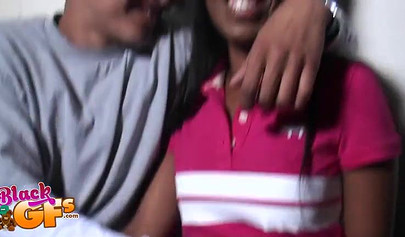 Mesmerizing black chick gives a blowjob to her horny boyfriend