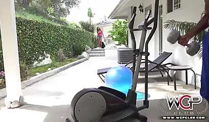 Big booty black girl shakes that ass for the camera and then takes a dick deep