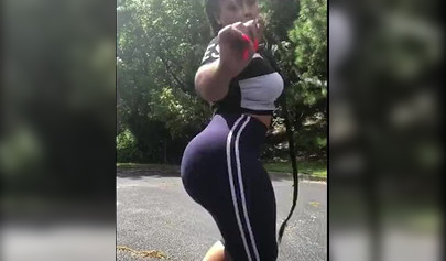 Black gal with amazing body twerks in front of the camera over and over for you