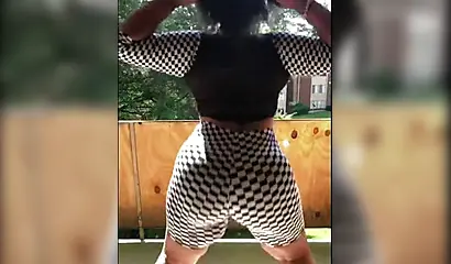 Black gal with amazing body twerks in front of the camera over and over for you