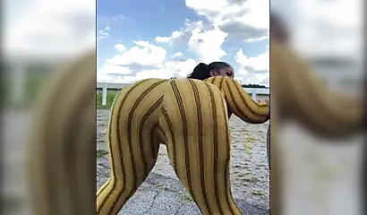 Black gal with amazing body twerks in front of the camera over and over for you