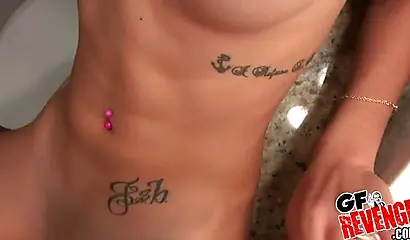 Black girl with nice ass cheeks bends over and takes it inside of her pussy