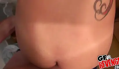 Black girl with nice ass cheeks bends over and takes it inside of her pussy