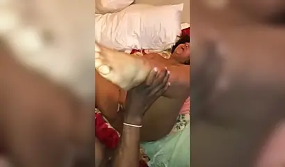 Pale ebony chick takes a thick dick inside of her tight little pussy and moans