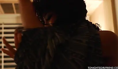 Ebony sweetie with curly hair Misty Stone does a good job of sucking and fucking