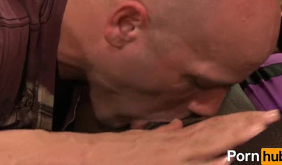 Chubby ebony chick gets her snatch licked and fucked by a muscular white dude