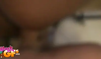 Pretty dark ebony chick sucks a fat white prick and gets a finger in her asshole