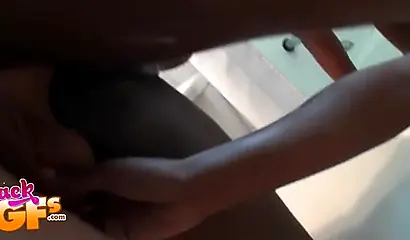 Two gorgeous black teen girls swap a white dick between their mouth and holes