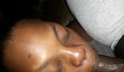 Ugly ebony MILF giving some great head late at night and loving the feeling