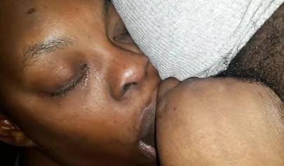 Ugly ebony MILF giving some great head late at night and loving the feeling
