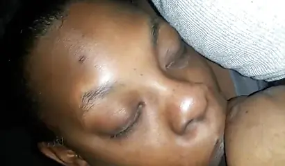 Ugly ebony MILF giving some great head late at night and loving the feeling