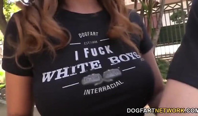 Ebony cutie Katt Garcia sucks a dick like a pro before getting fucked by it