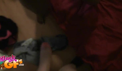 Black babe sucks cock and absolutely loves the taste of it while she sucks on it