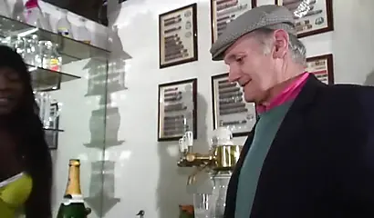 Black babe gets creamed all over her tits and she loves feeling it dripping down