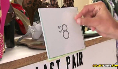 Black babe is tempted with money and ends up flashing her tits just to get paid