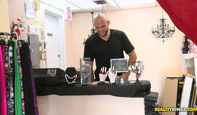 Black babe is tempted with money and ends up flashing her tits just to get paid