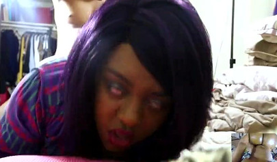 BBW black babe with oily ass gets fucked while her fat body shakes from the force