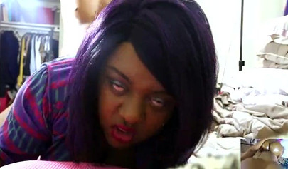 BBW black babe with oily ass gets fucked while her fat body shakes from the force