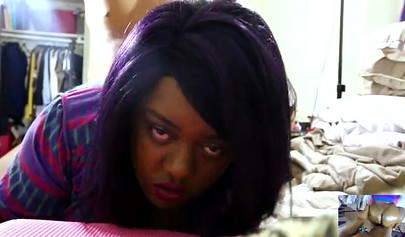 BBW black babe with oily ass gets fucked while her fat body shakes from the force