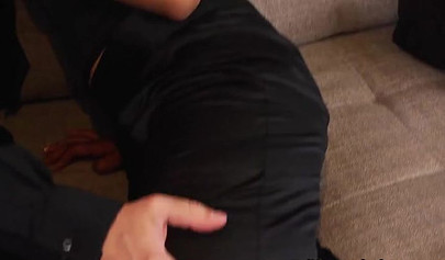 Black abbe with curly hair gets fucked after showing off too much of her sexy body