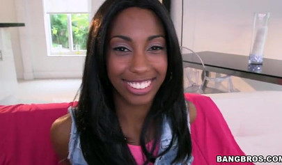 Cute little black babe with nerdy glasses wants to suck dick and gets fucked hard