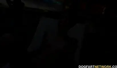 Tattooed ebony babe gets fucked by the pool boy like an utter and complete whore