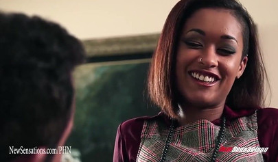 Black woman bends over and takes white boss dick inside of her tight wet cunt