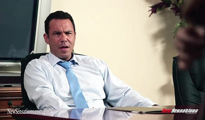 Black woman bends over and takes white boss dick inside of her tight wet cunt