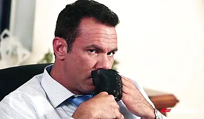 Black woman bends over and takes white boss dick inside of her tight wet cunt