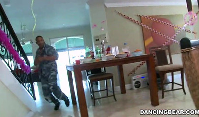 A bunch of horny black girls hoarded into a room only to take a white dick in