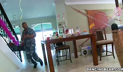 A bunch of horny black girls hoarded into a room only to take a white dick in