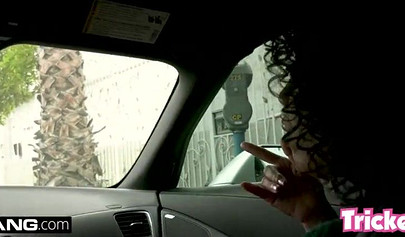 Thick ebony babe with a big fat butt bends over and takes a dick inside of her