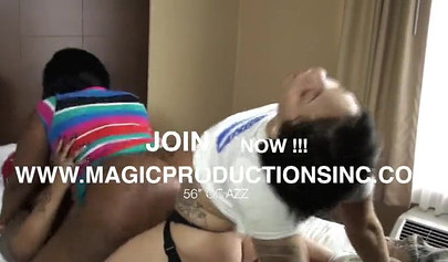 BBW threesome with three babes, two of which are black and some strapon action too