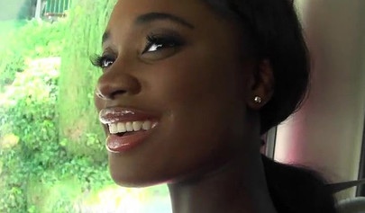 Black chick gets a ride home but she has to pay by sucking on the guy's hard cock