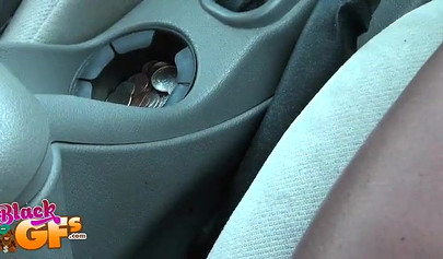 Black chick gets a ride home but she has to pay by sucking on the guy's hard cock