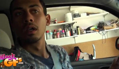 Black chick gets a ride home but she has to pay by sucking on the guy's hard cock