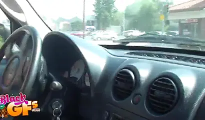 Ebony babe goes bowling and is seduced by a white dude to show and flash her tits