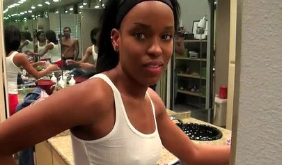 Young black girlfriend needs to please her boyfriend with a hot sloppy blowjob