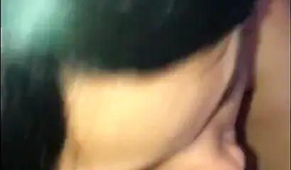 Slutty black whore in fishnet stockings loves sucking cock and getting a facial